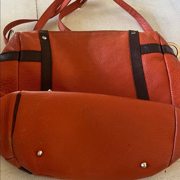 Marco Buggiani orange & brown pebble leather handbag purse satchel - Picture 15 of 15